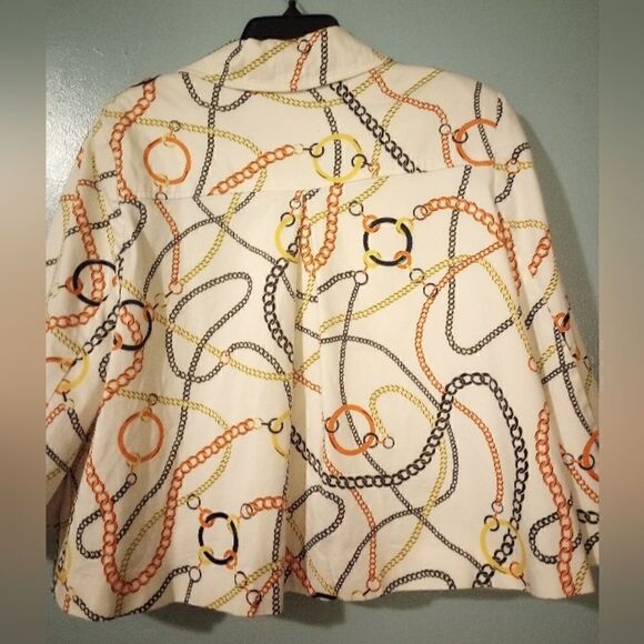 Chain print three quarter length sleeve cropped blazer - Picture 3 of 11